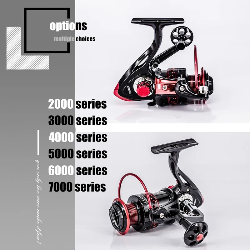 New 13+1BB Spinning Fishing Reel Gear Ratio 5.2:1 2000-7000 Series Metal Front Drag Handle Spool Saltwater Fishing Accessories