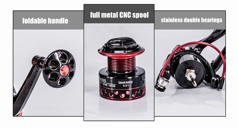 New 13+1BB Spinning Fishing Reel Gear Ratio 5.2:1 2000-7000 Series Metal Front Drag Handle Spool Saltwater Fishing Accessories