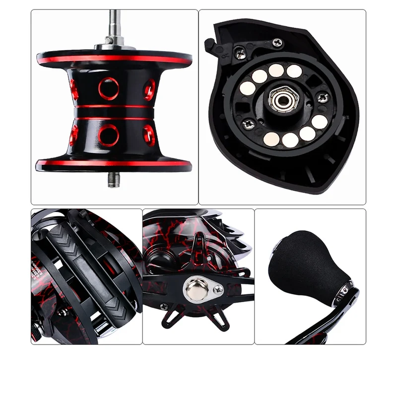 12 + 1 Bearings Waterproof Left / Right Hand Baitcasting Fishing Reel High Speed Fishing Reel with Magnetic Brake System