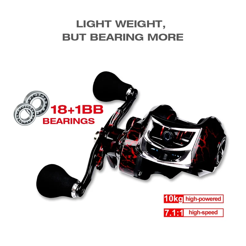 12 + 1 Bearings Waterproof Left / Right Hand Baitcasting Fishing Reel High Speed Fishing Reel with Magnetic Brake System