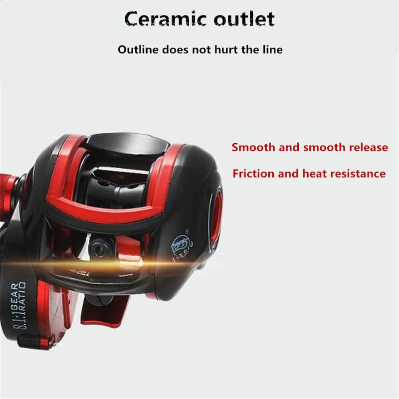 Lizard 18*1BB Metal Baitcasting Fishing Reel 8.1:1 Long Shot Left / Right Hand Fishing Wheel Bait Casting Fishing Reel