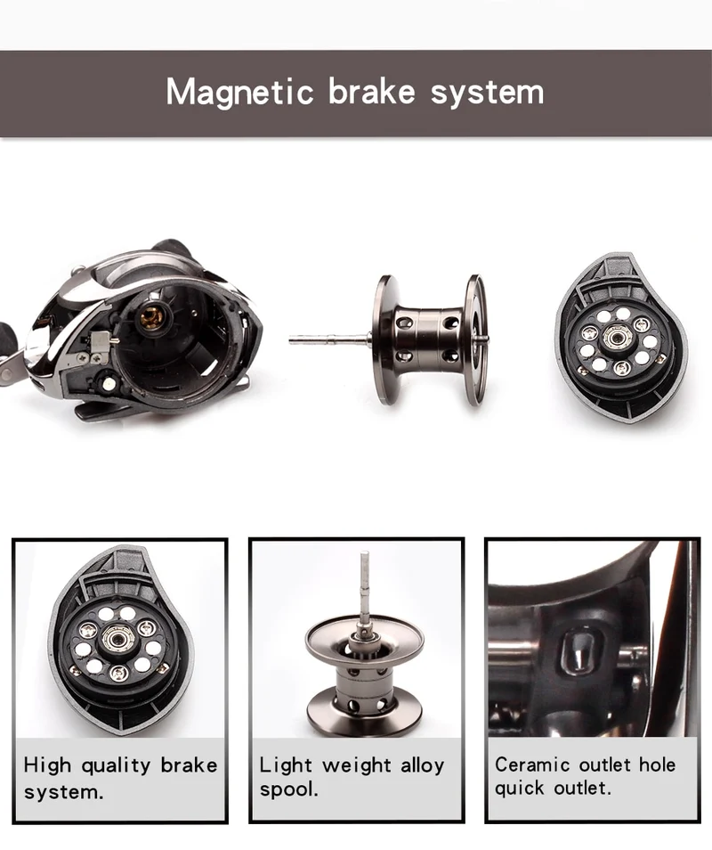 Ruke Fishing Reel Casting Reel Gear Ratio 5.1 :1 Aluminum Spool Magnetic Brake Bearing 5+1 EVA Knob 218g Max Drag 4.5KG