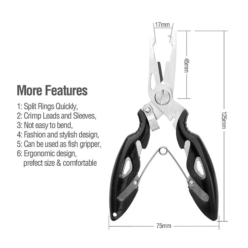 DONQL Multifunctional Fishing Pliers Scissors Line Cutter Hook Remover Fishing Clamp Accessories Tools With Lanyards Spring Rope