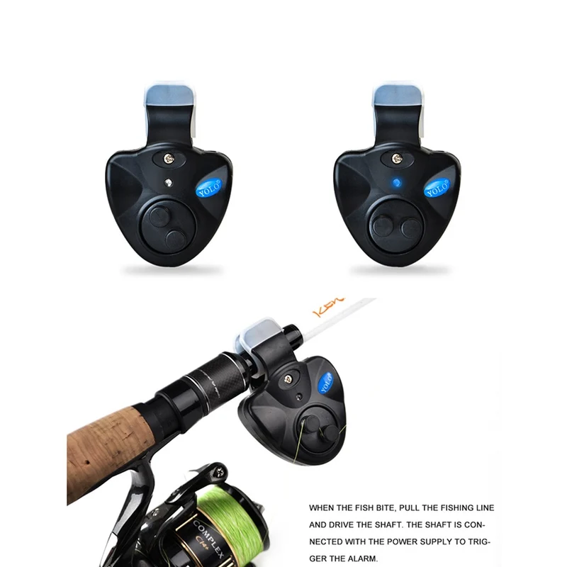 FISH KING 1pcs 40g Fishing Electronic LED Light Fish Bite Sound Alarm Bell Clip On Fishing Rod Black Tackle Fishing accessories