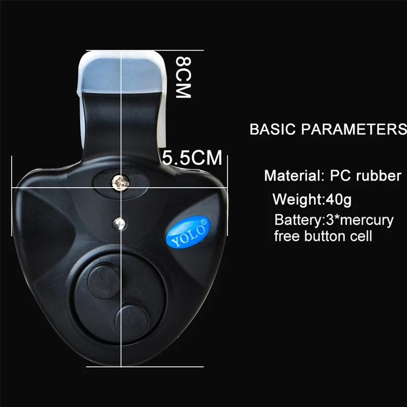 FISH KING 1pcs 40g Fishing Electronic LED Light Fish Bite Sound Alarm Bell Clip On Fishing Rod Black Tackle Fishing accessories