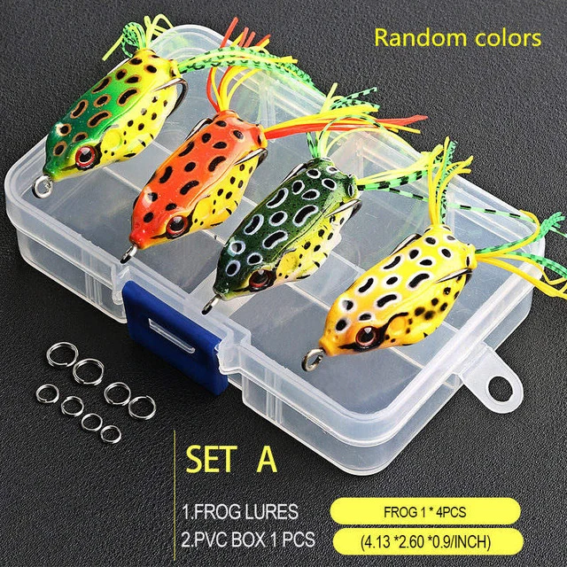 4pcs/Box Ray Frog Soft Fishing Lures 6g 9g 13g Double Hooks Top water Ray Frog Artificial Soft Bait Winter fishing Accessories