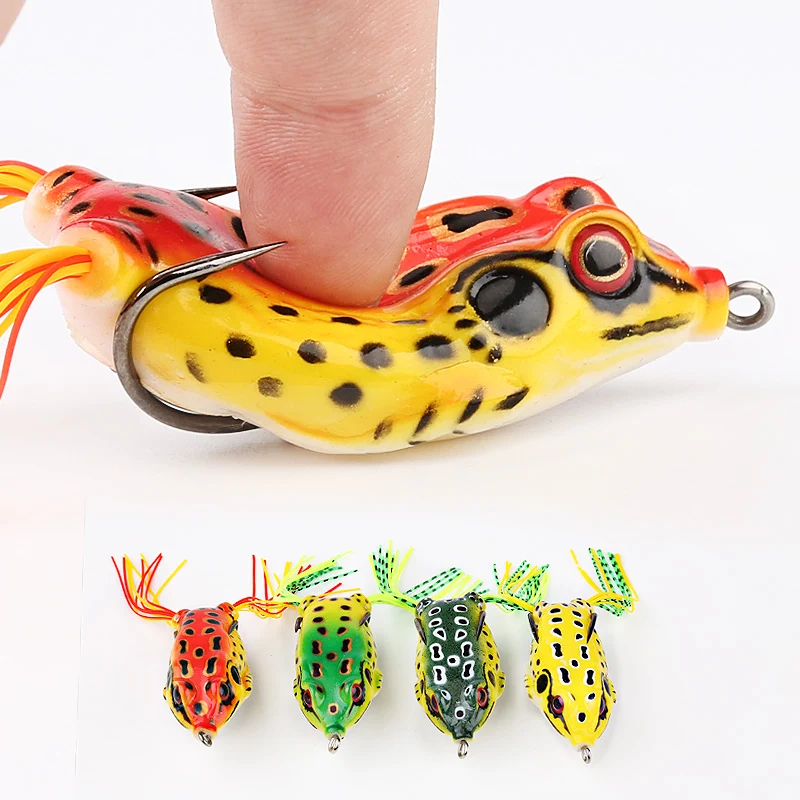 4pcs/Box Ray Frog Soft Fishing Lures 6g 9g 13g Double Hooks Top water Ray Frog Artificial Soft Bait Winter fishing Accessories