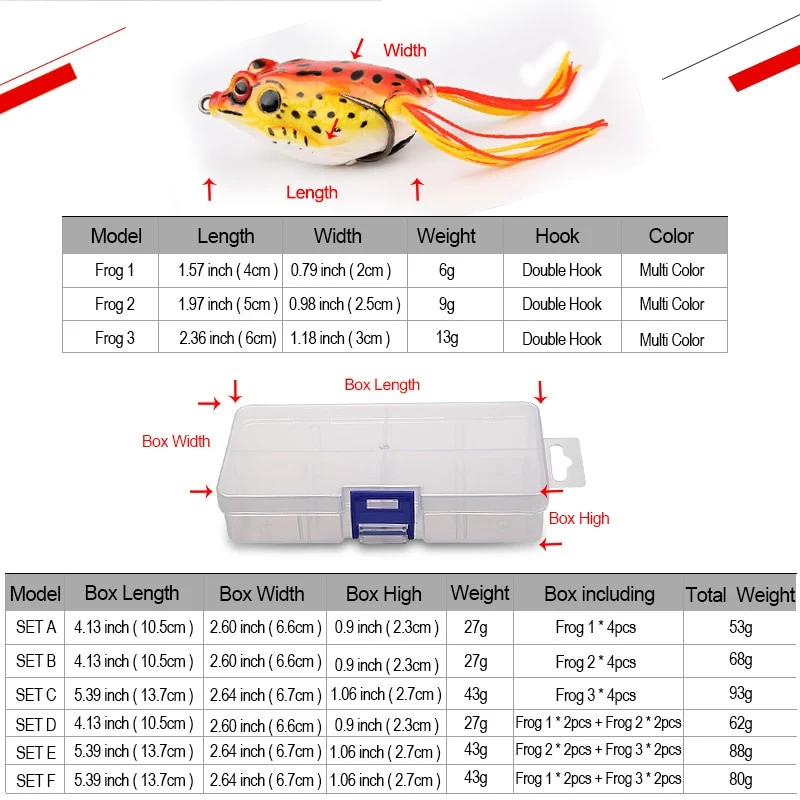 4pcs/Box Ray Frog Soft Fishing Lures 6g 9g 13g Double Hooks Top water Ray Frog Artificial Soft Bait Winter fishing Accessories