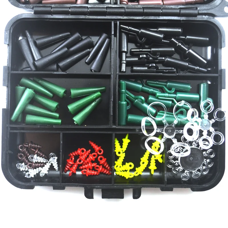 1 Set Assorted Carp Fishing Accessory Line Scissors Stopper Hook Swivel Rubber Sleeve Sinker Lock Hair Rig etc. Terminal Tackle