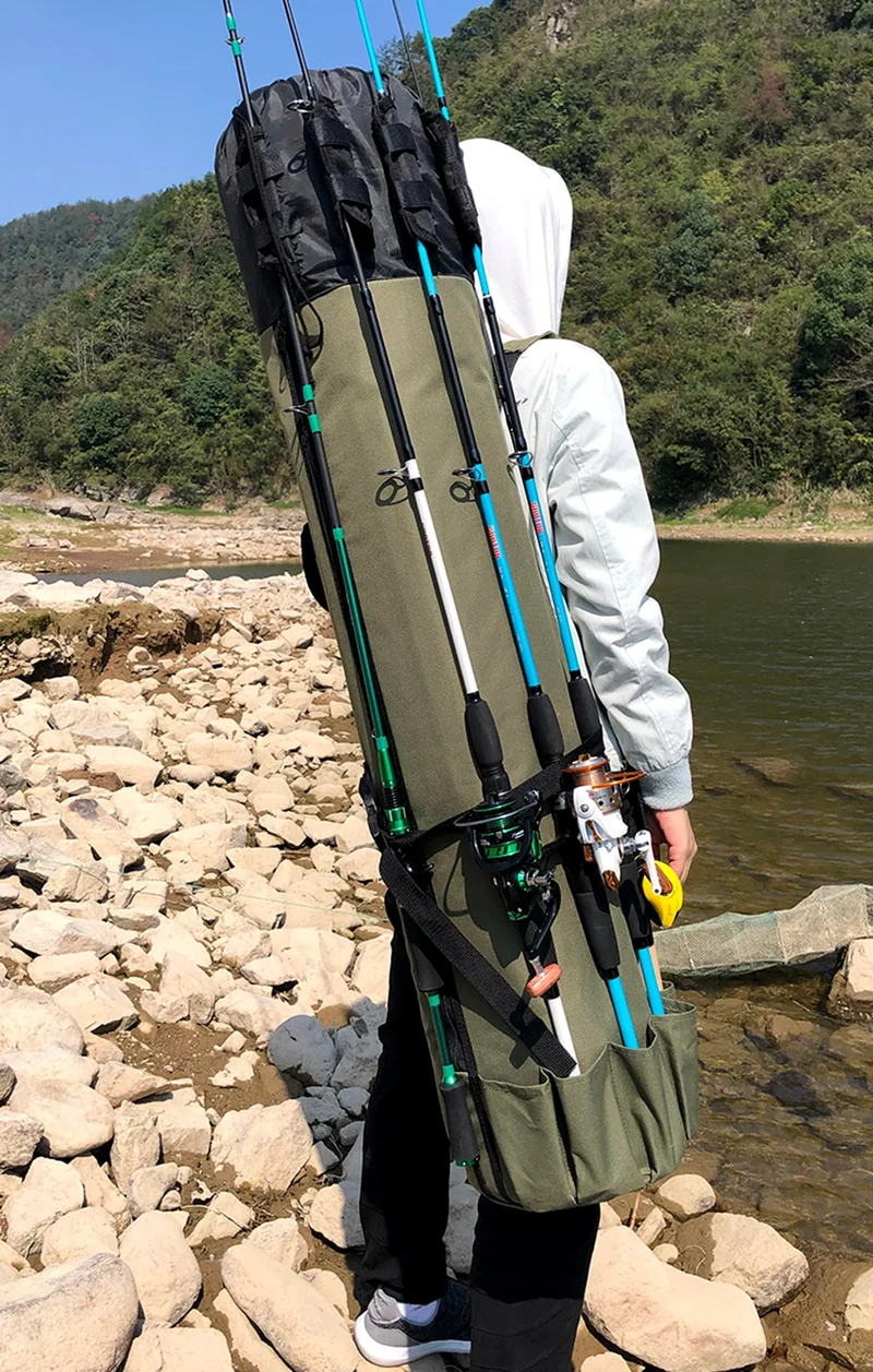 GHOTDA Fishing Bag Portable Multifunction Nylon Fishing Bags Fishing Rod Bag Case Fishing Tackle Tools Storage Bag