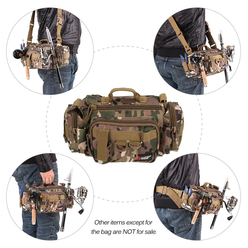 Fishing Bag Multifunctional Camouflage Fishing Tackle Bag Carp Fish Rod Waist Bag Bait Box Pouch Polyester Case Pack For Pesca