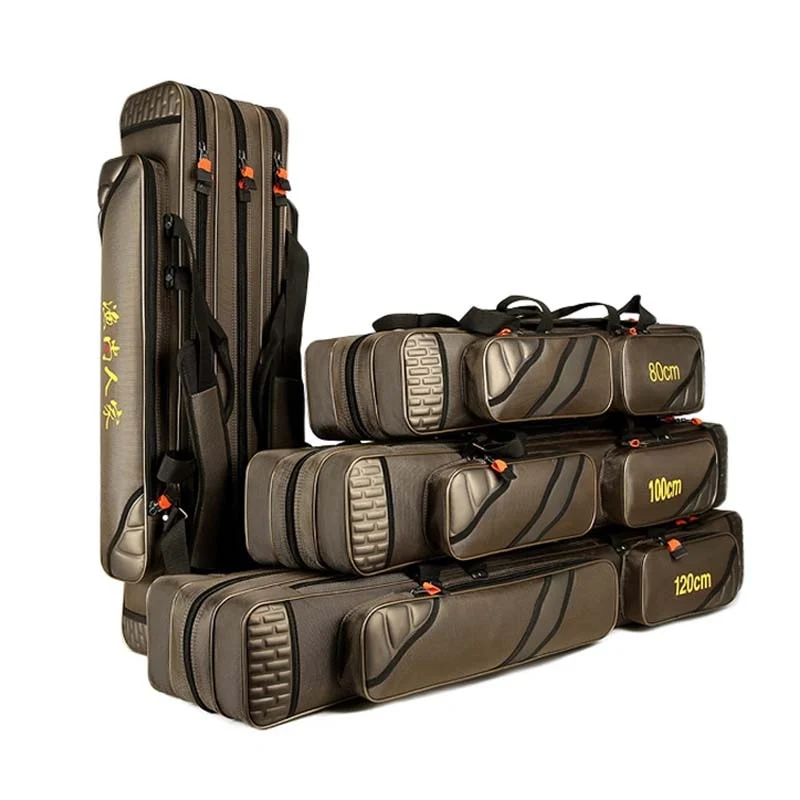 Portable Fishing Bags 3 Layer Large Capacity Fishing Pole Tools Storage Bag Nylon Waterproof Tackle Gear Carrier Shoulder Bag