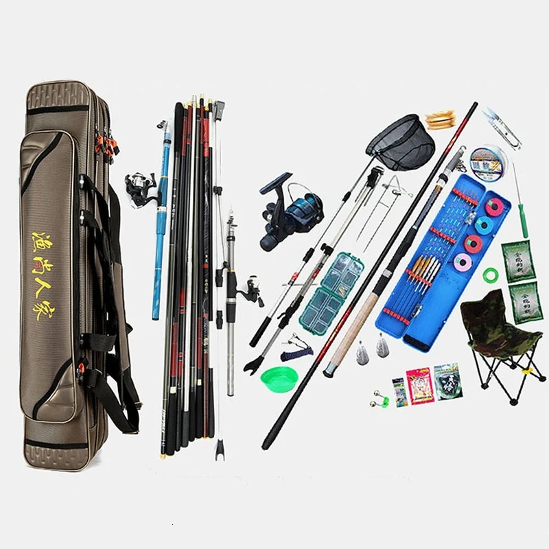 Portable Fishing Bags 3 Layer Large Capacity Fishing Pole Tools Storage Bag Nylon Waterproof Tackle Gear Carrier Shoulder Bag