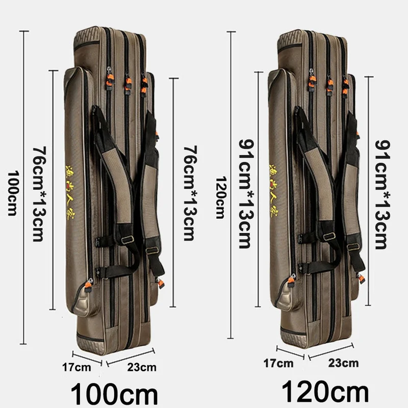 Portable Fishing Bags 3 Layer Large Capacity Fishing Pole Tools Storage Bag Nylon Waterproof Tackle Gear Carrier Shoulder Bag