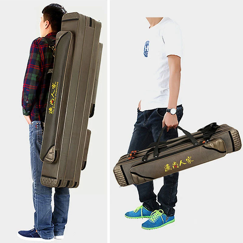 Portable Fishing Bags 3 Layer Large Capacity Fishing Pole Tools Storage Bag Nylon Waterproof Tackle Gear Carrier Shoulder Bag