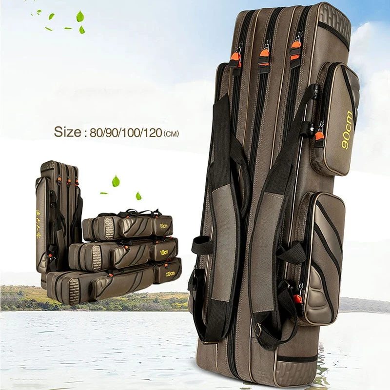 Portable Fishing Bags 3 Layer Large Capacity Fishing Pole Tools Storage Bag Nylon Waterproof Tackle Gear Carrier Shoulder Bag