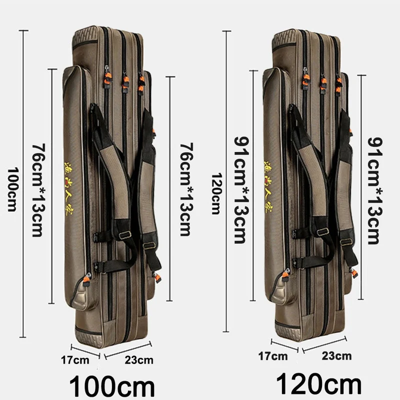 Portable Fishing Bags 3 Layer Large Capacity Fishing Pole Tools Storage Bag Nylon Waterproof Tackle Gear Carrier Shoulder Bag