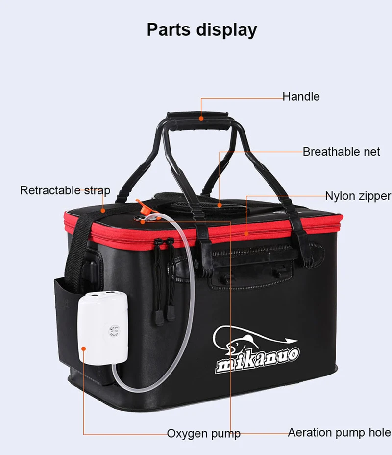 Loogdeel Portable Zipper Fishing Bucket Outdoor Folding EVA Fishing Bag live fish bucket 5 Sizes Camping Hiking Fishing Bag