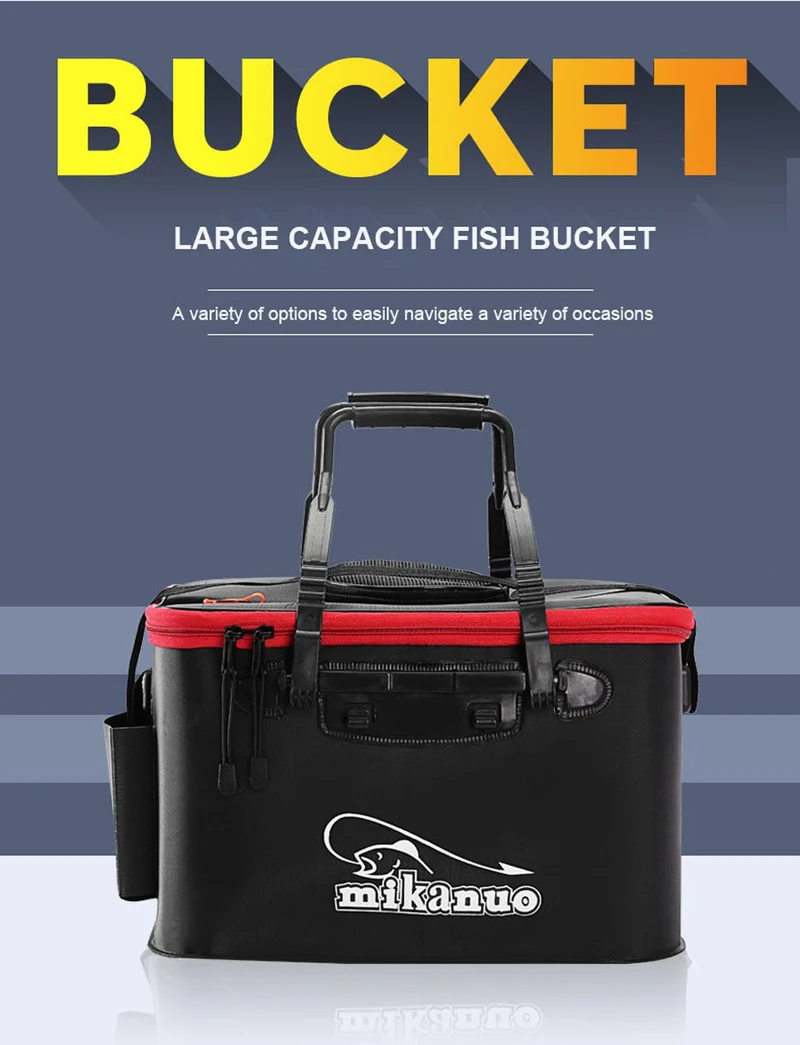 Loogdeel Portable Zipper Fishing Bucket Outdoor Folding EVA Fishing Bag live fish bucket 5 Sizes Camping Hiking Fishing Bag