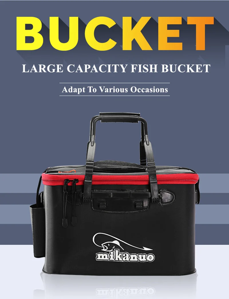 WALK FISH Portable EVA Fishing Bag Collapsible Fishing Bucket Live Fish Box Camping Water Container Pan Basin Tackle Storage Bag