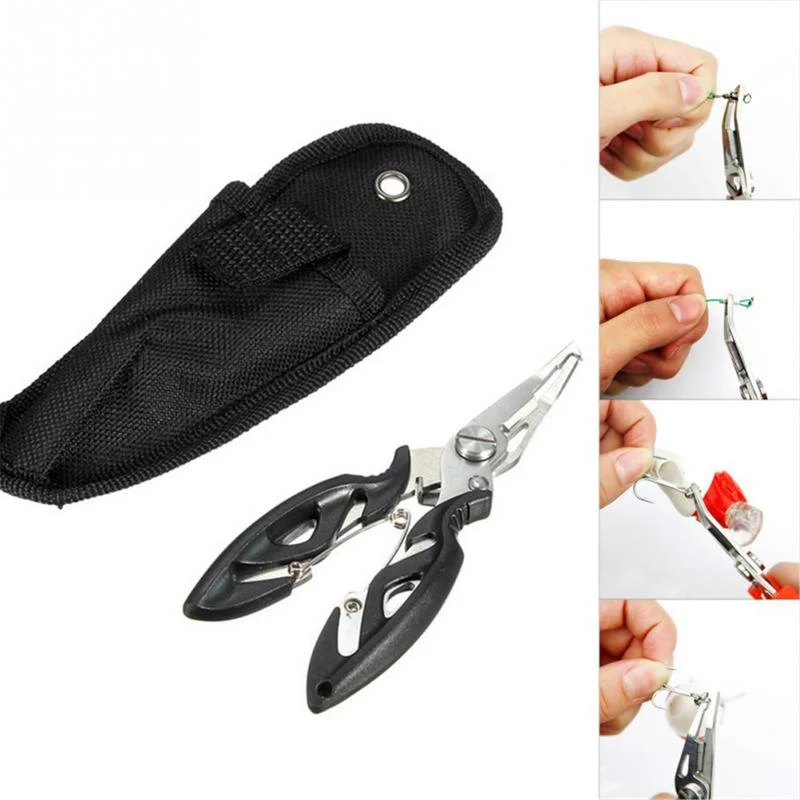 3 Colors Multi-function Curved Fishing Pliers Stainless Fish Plier Fishing Tools + Bag Suitable For Any Fishing Environment