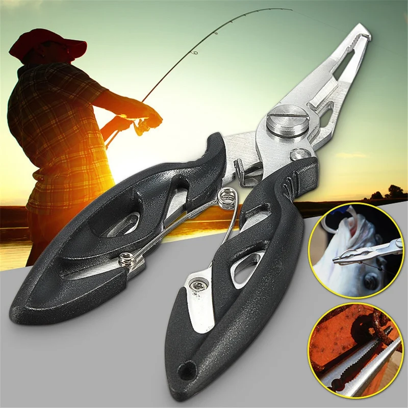 3 Colors Multi-function Curved Fishing Pliers Stainless Fish Plier Fishing Tools + Bag Suitable For Any Fishing Environment