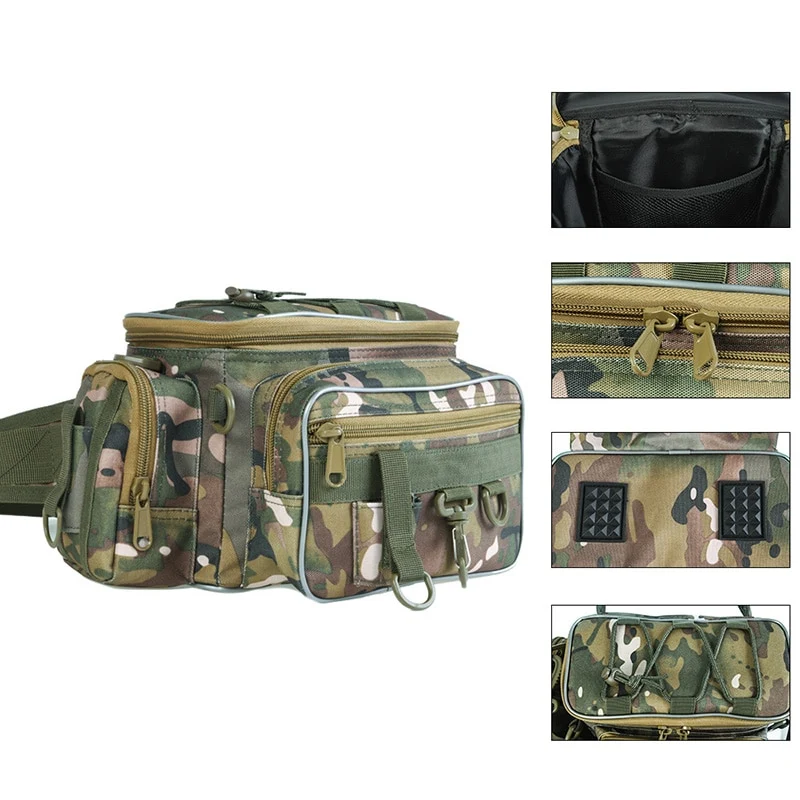 Multifunctional Fishing Bags Canvas Lure Waist Pack Messenger Pole Package 3 Layer Fishing Bag Carp Tackle 40 * 23 * 7cm