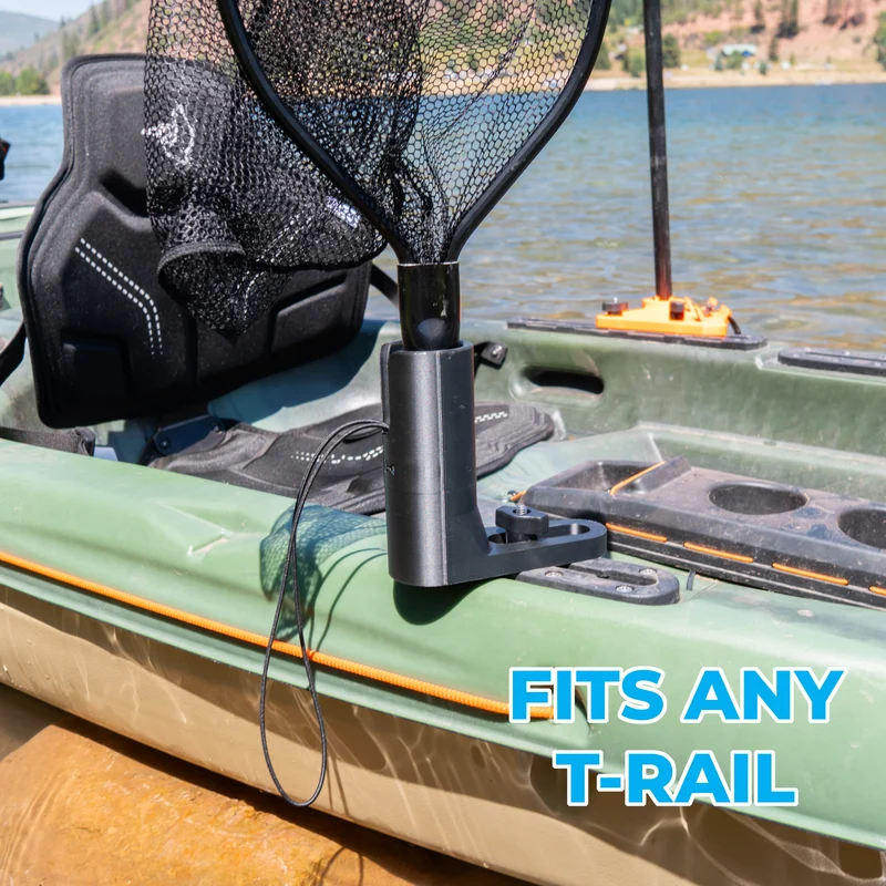 Kayak Fishing Net Holder | Rail Mount | T-Track Compatible | Made in USA