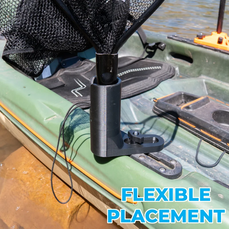 Kayak Fishing Net Holder | Rail Mount | T-Track Compatible | Made in USA