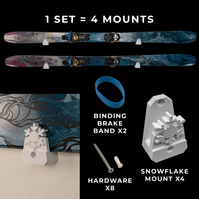 Snowflake Ski Holder | Horizontal Wall Mount
