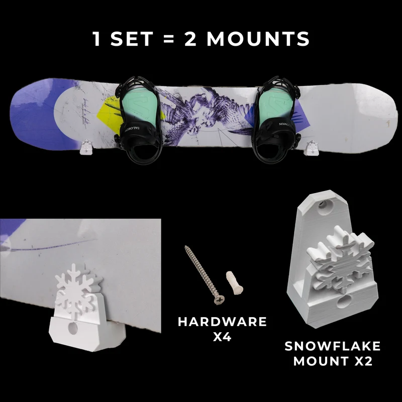 Snowflake Snowboard Holder | Horizontal Wall Mount
