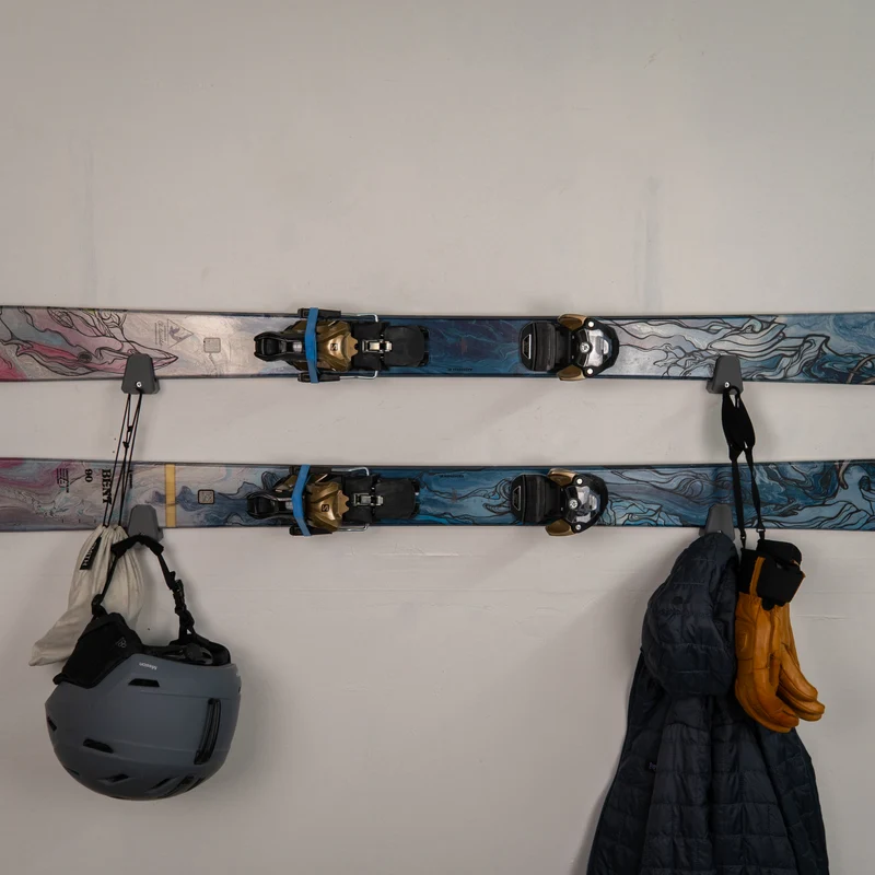 Low-Profile Ski Holder | Horizontal Wall Mount