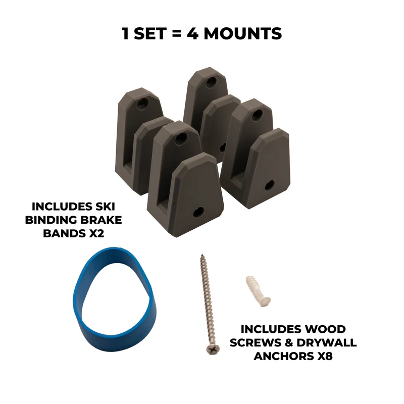 Low-Profile Ski Holder | Horizontal Wall Mount