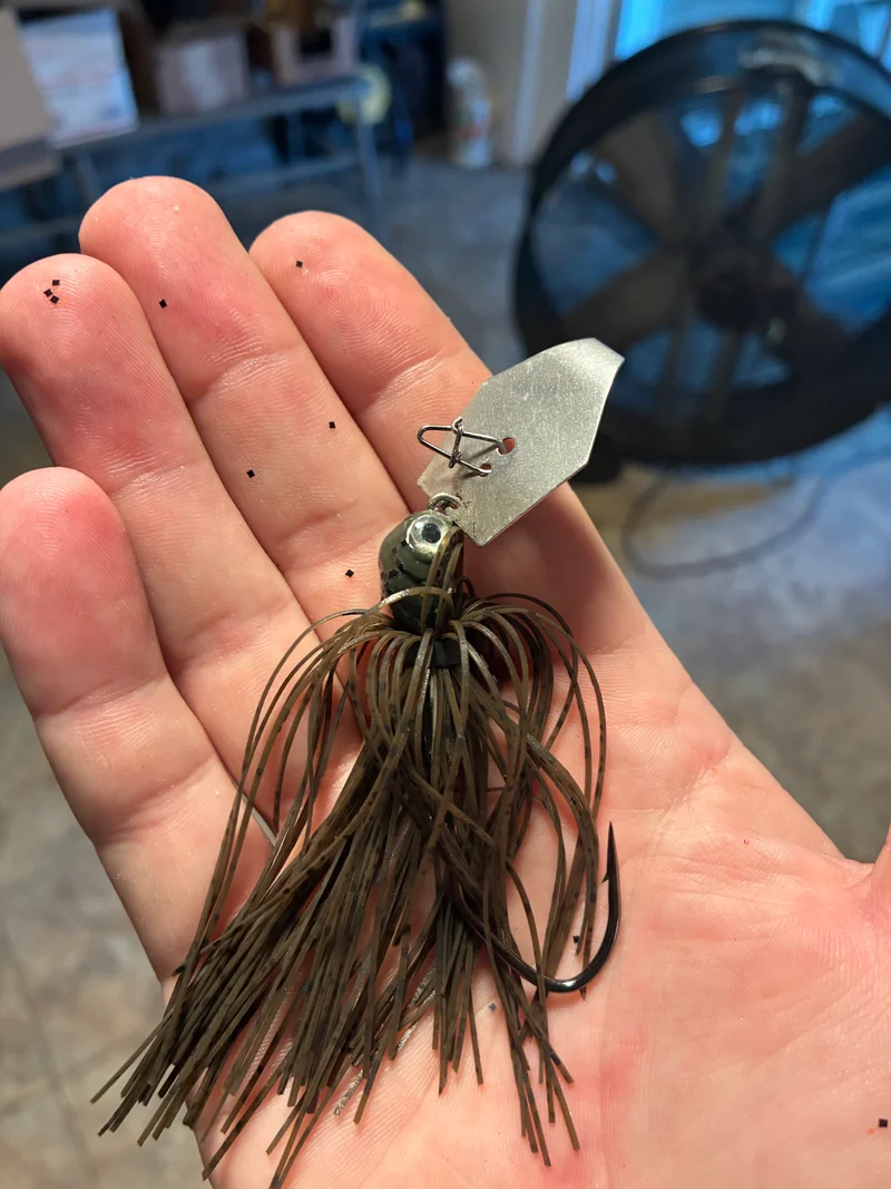 1/2 Bladed Money “Green pumpkin. 4/0 VMC hook
