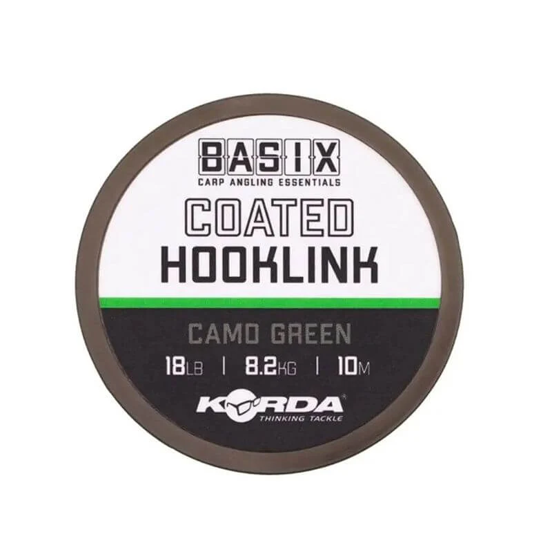 Tresse Korda Basix Coated Vert Camo 10 m