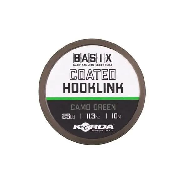 Tresse Korda Basix Coated Vert Camo 10 m