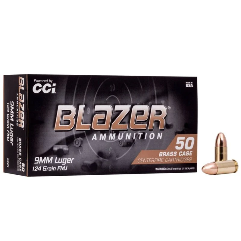 Munitions « Blazer Brass » – cal. 9MM LUGER BRASS – 124 gr – 50/bte