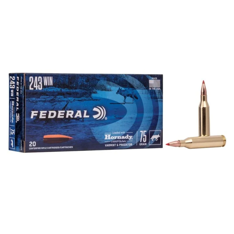 Munitions « Hornady V-MAX » – cal. 243 WIN – 75 gr – 20/bte