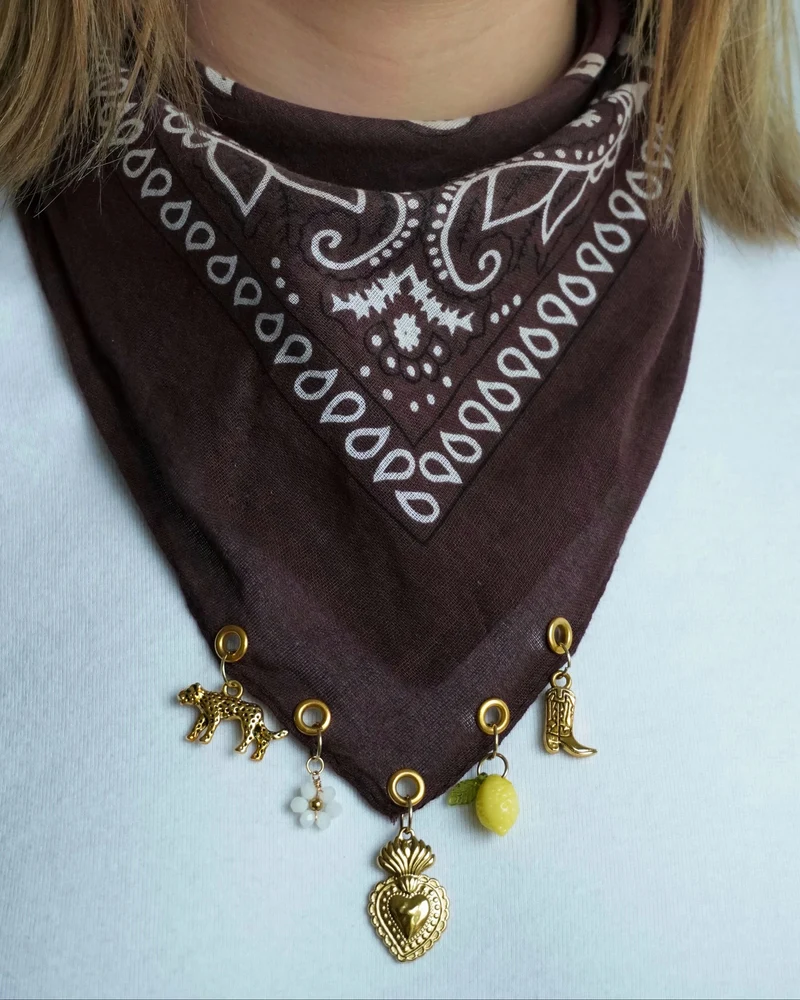 Bandana à charms Prune