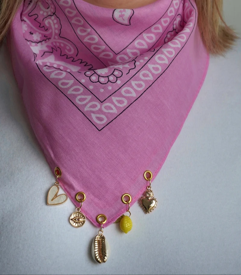 Bandana à charms Rose