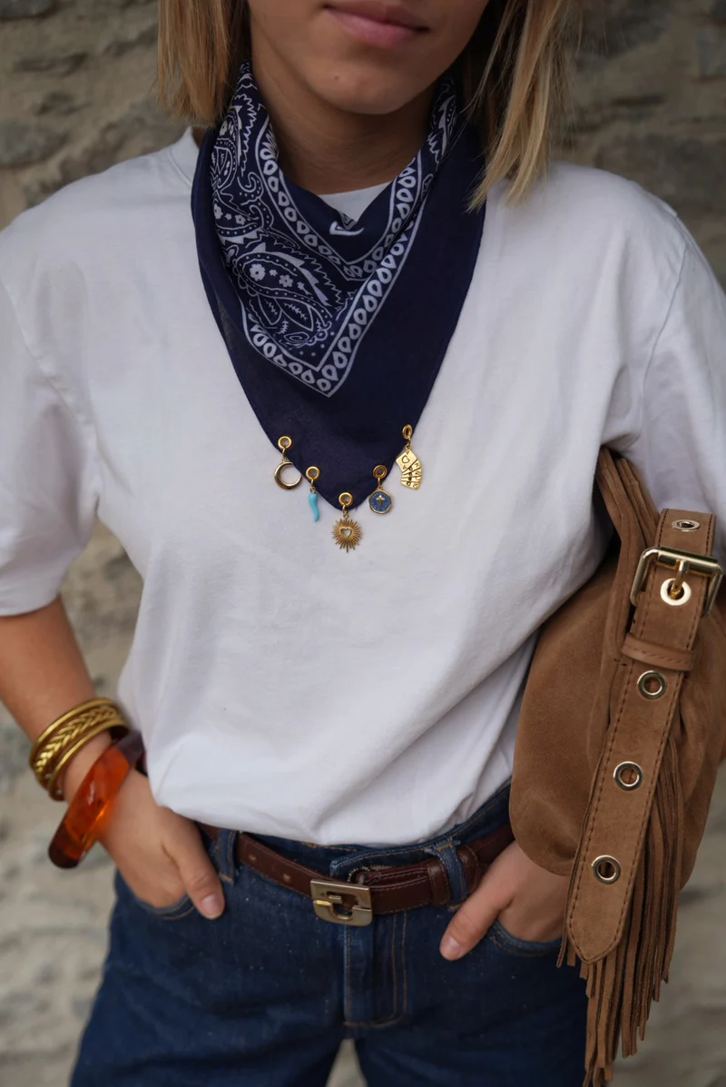 Bandana à charms Bleu Marine