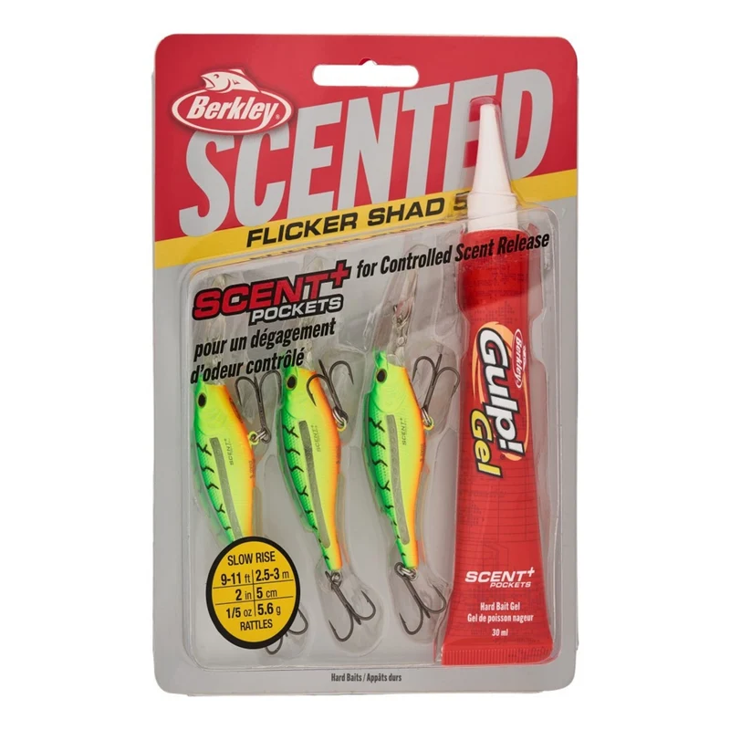 Ensemble de 3 "Flicker Shad" et gel "Gulp" - Perchaude