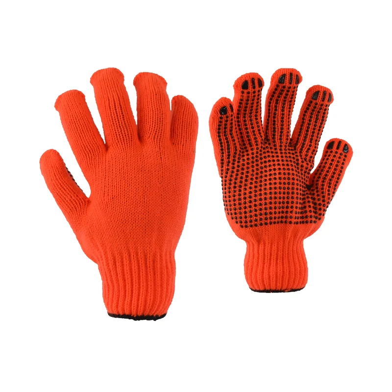Gants en tricot doublés antidérapants - orange (Paquet de 12)