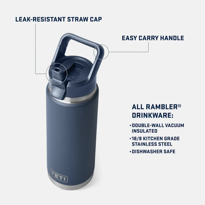 BOUTEILLE YETI RAMBLER 26OZ (760ml) C STRAW bouchon paille (OLIVE/KING CRAB ORANGE)