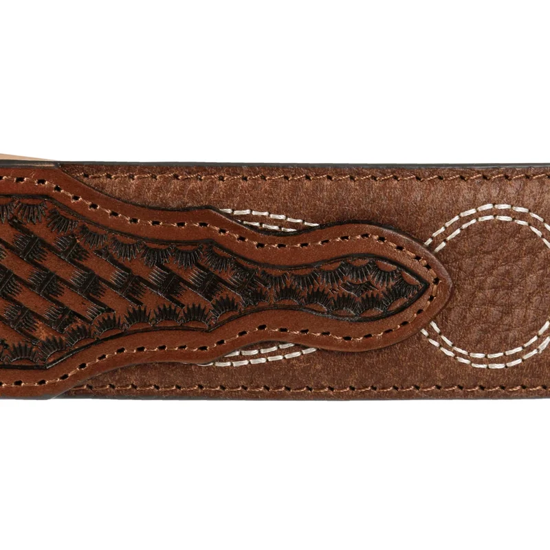 CEINTURE CUIR STETSON Pebble Leather Basket Weave - BROWN