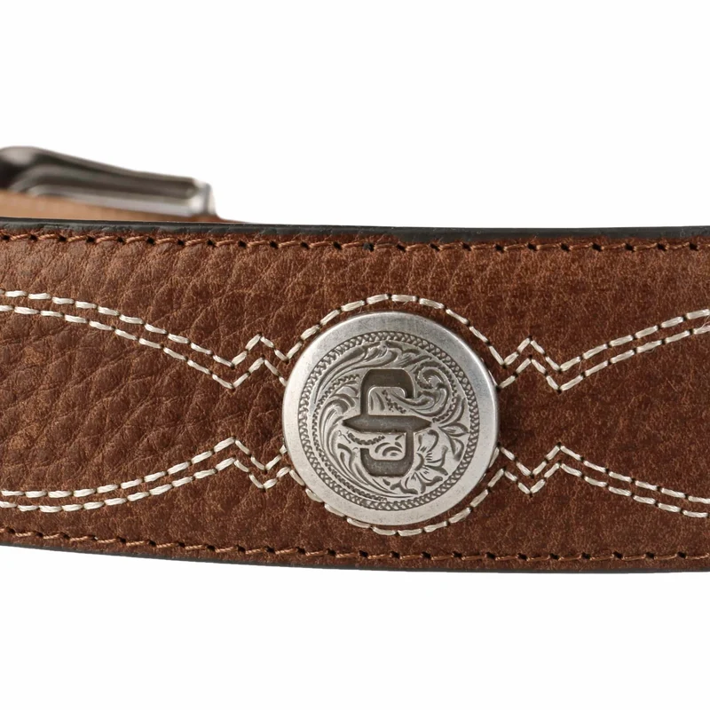 CEINTURE CUIR STETSON Pebble Leather Basket Weave - BROWN