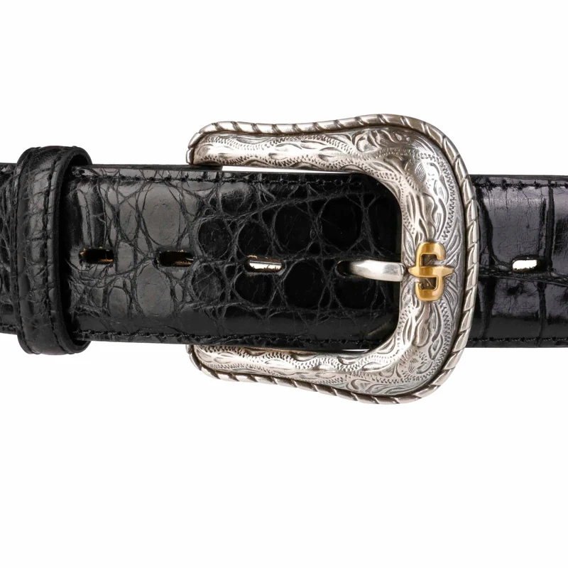 CEINTURE CUIR STETSON CAIMAN EMBOSSED - BLACK