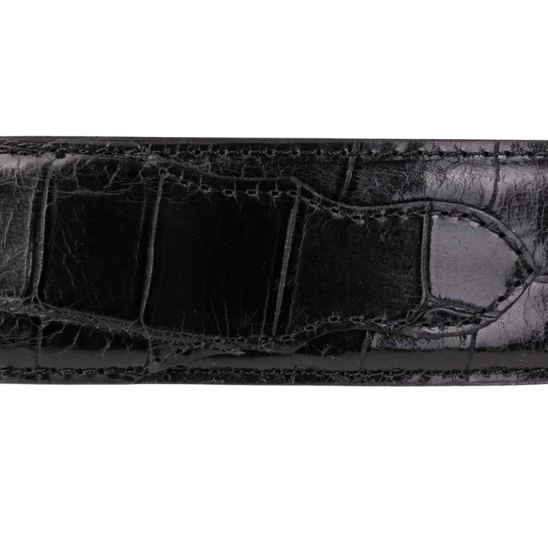 CEINTURE CUIR STETSON CAIMAN EMBOSSED - BLACK