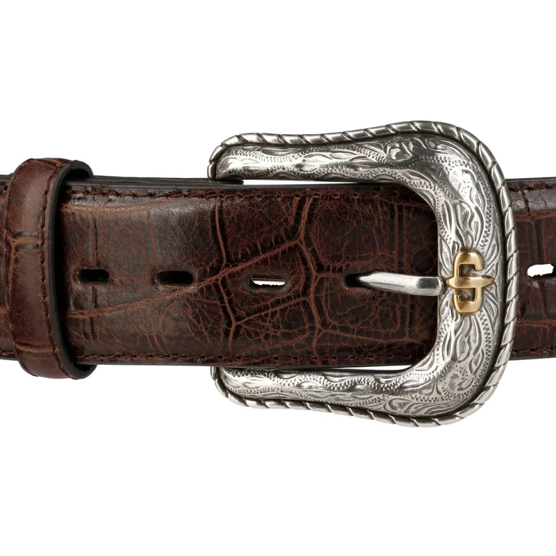 CEINTURE CUIR STETSON CAIMAN EMBOSSED - BROWN