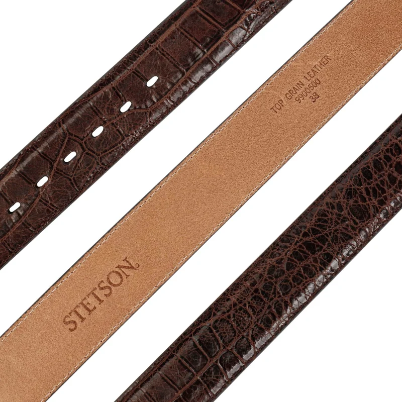 CEINTURE CUIR STETSON CAIMAN EMBOSSED - BROWN
